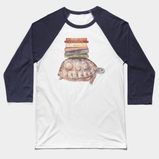 Bookworm Turtle Tortoise Cute Book Animal Watercolor Baseball T-Shirt